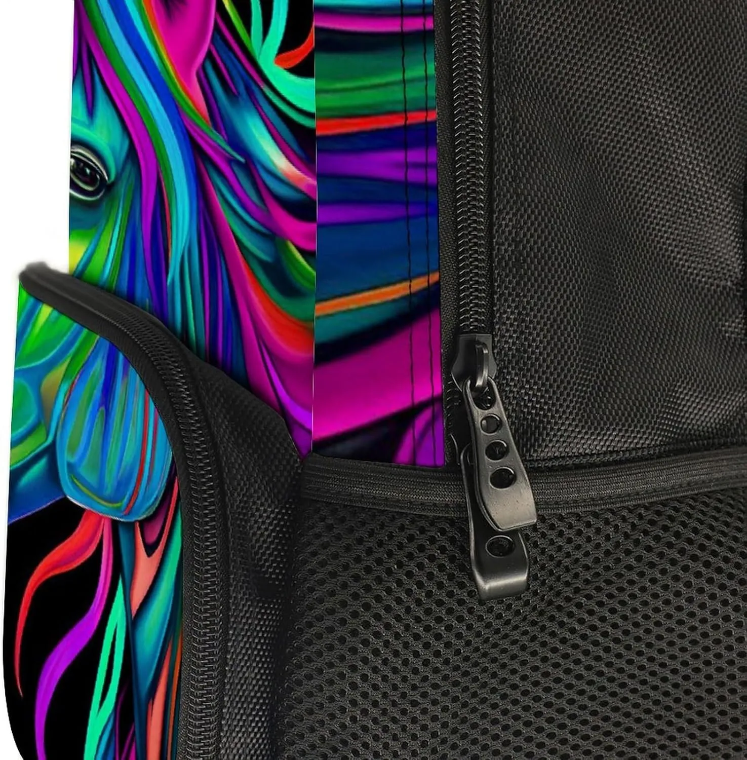 Rainbow Wild Horse Head Art Rucksacks Lightweight Multipurpose Anti-Theft Shoulder Bag Big Capacity Traveling & Camping Backpack With Side Pockets