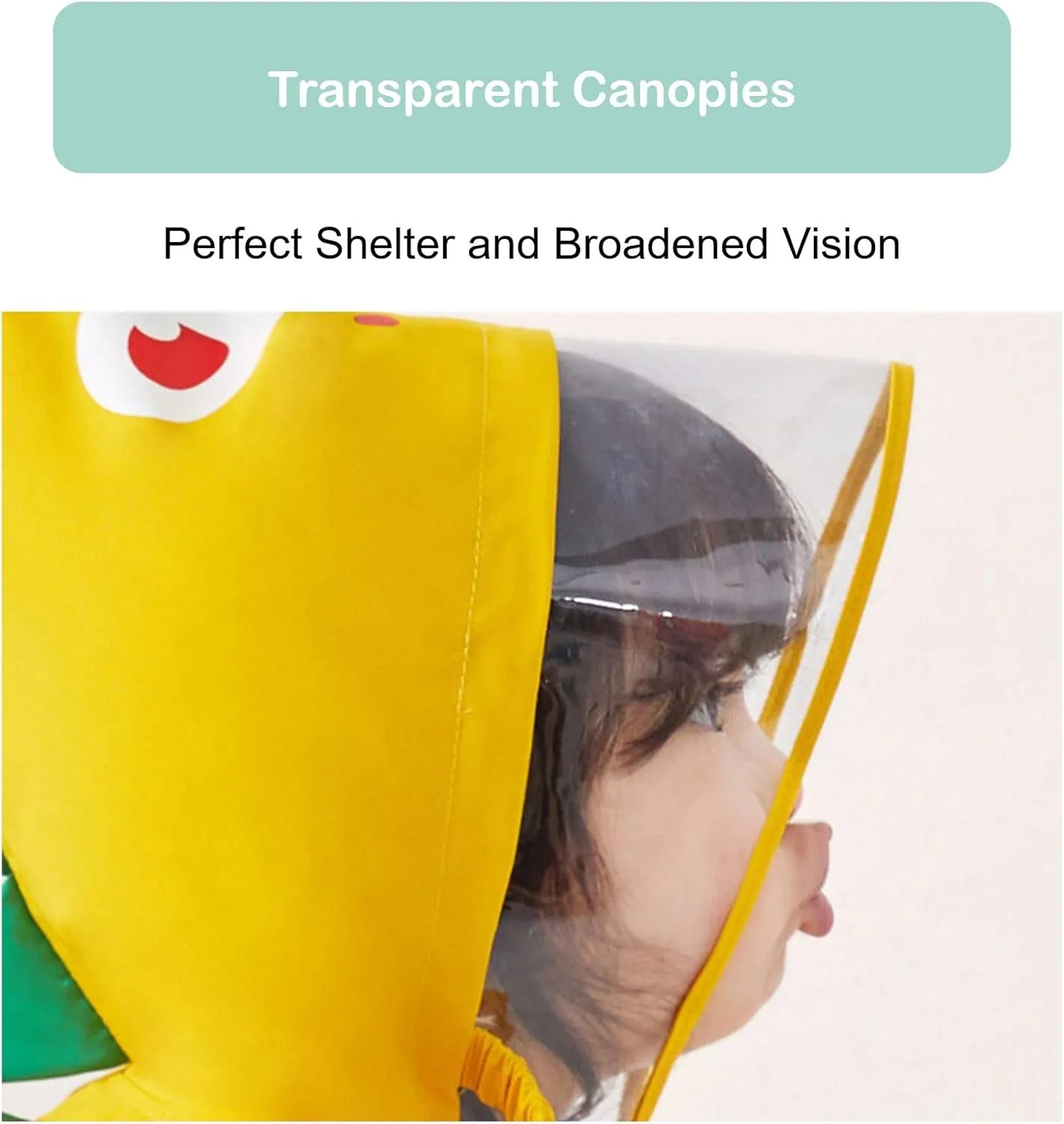 Raincoat for Kids - Poncho Lightweight Waterproof Windproof Hooded Cute Cartoon Dinosaur with Carrying Bag