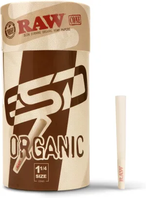 RAW Cones Organic 1-1/4 Size | 100 Pack | Pre Rolled Rolling Paper with Tips & Packing Tubes Included