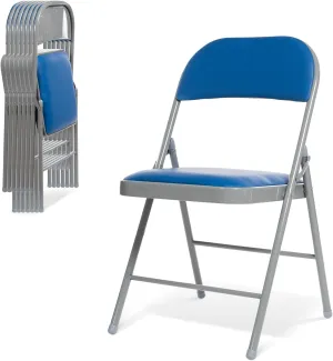 Real Relax 8 Pack Folding Chairs with Padded Seat, Leather Folding Chairs for Home and Office, Indoor and Outdoor Events Blue