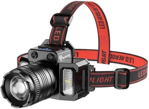 Rechargeable Headlamp High 20,000 Lumens 40 Hours 180° LED Flashlights Flashlight 4 Modes IPX4 Waterproof 9000mAh Powerful Headlamp USB Type-C Cable for Emergencies, Camping, Hiking (XAFF51)
