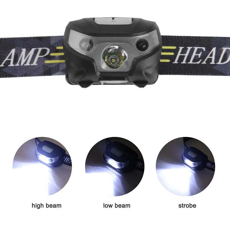 Rechargeable LED Headlamp Body Motion Sensor Headlight Camping