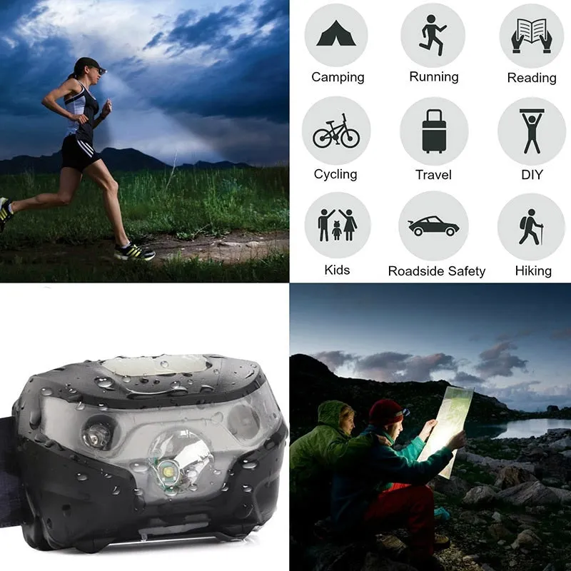 Rechargeable LED Headlamp Body Motion Sensor Headlight Camping