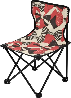 Red Black Bow Old Fashion Collapsible Camp Chair Ultralight Portable Chairs for Adults with Carrying Bag