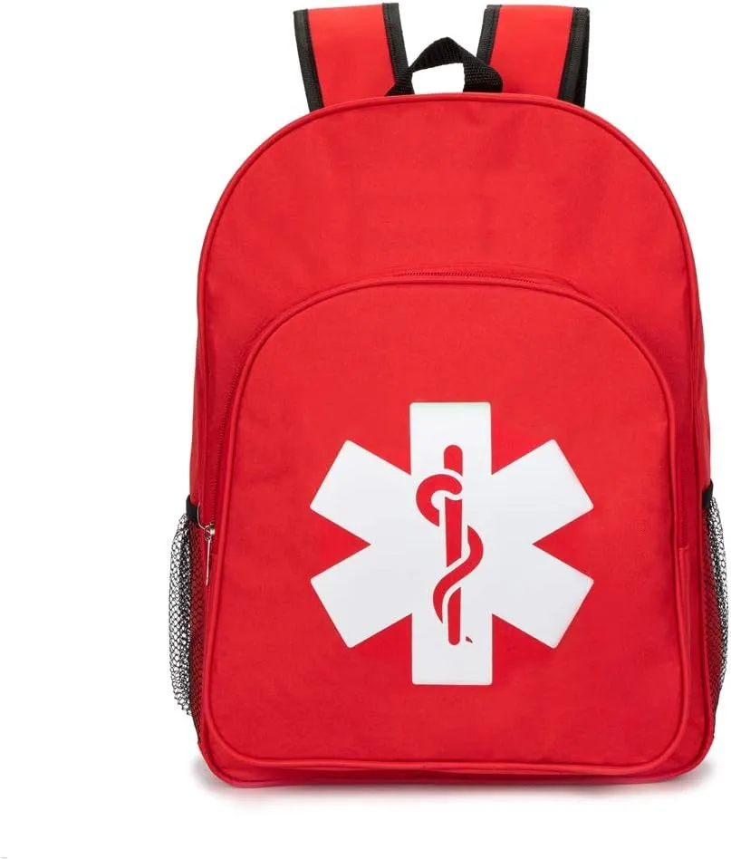 Red Emergency Backpack - First Aid Medical Trauma Bag for Camping, Cycling, Hiking & Outdoors