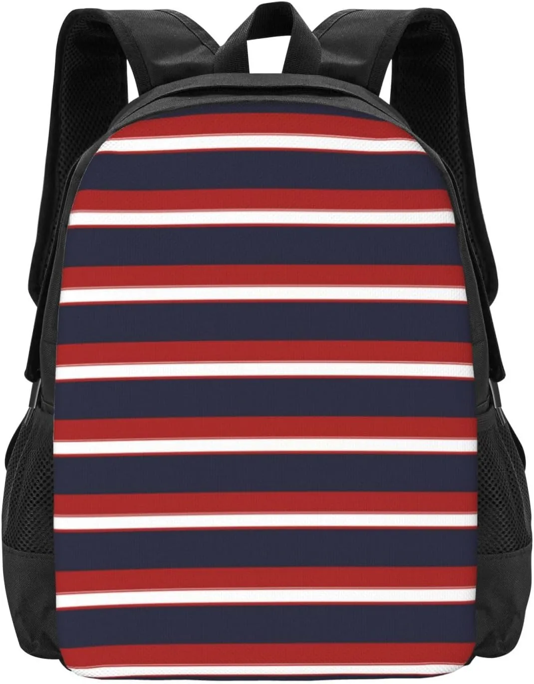Red White Navy Blue Stripes Nautical Stripe Lightweight Packable Backpack Travel Casual Hiking Daypack Foldable Backpack For Men Women