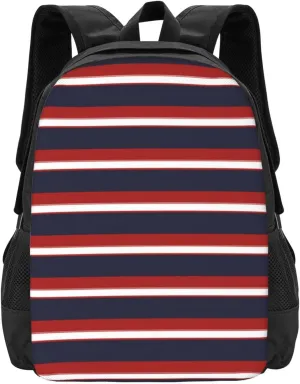 Red White Navy Blue Stripes Nautical Stripe Lightweight Packable Backpack Travel Casual Hiking Daypack Foldable Backpack For Men Women