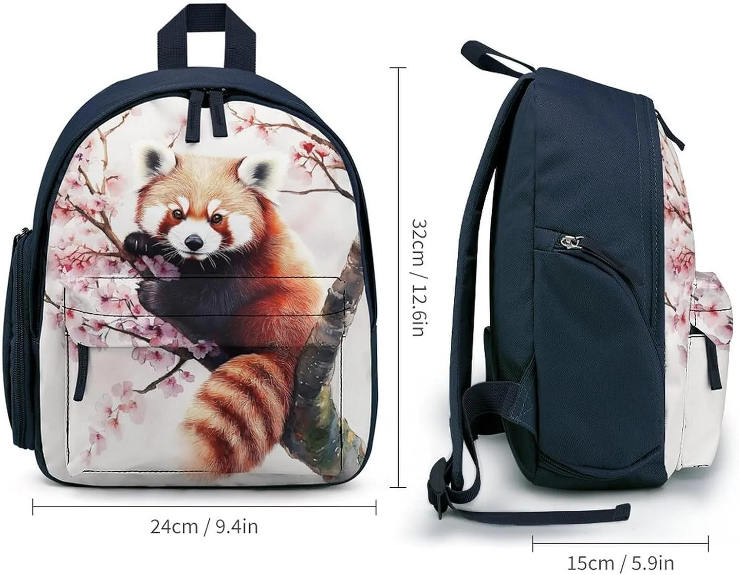 RedPanda on The Tree Funny Small Travel Backpack Casual Daypack Bag with Adjustable Strap for Hiking Camping