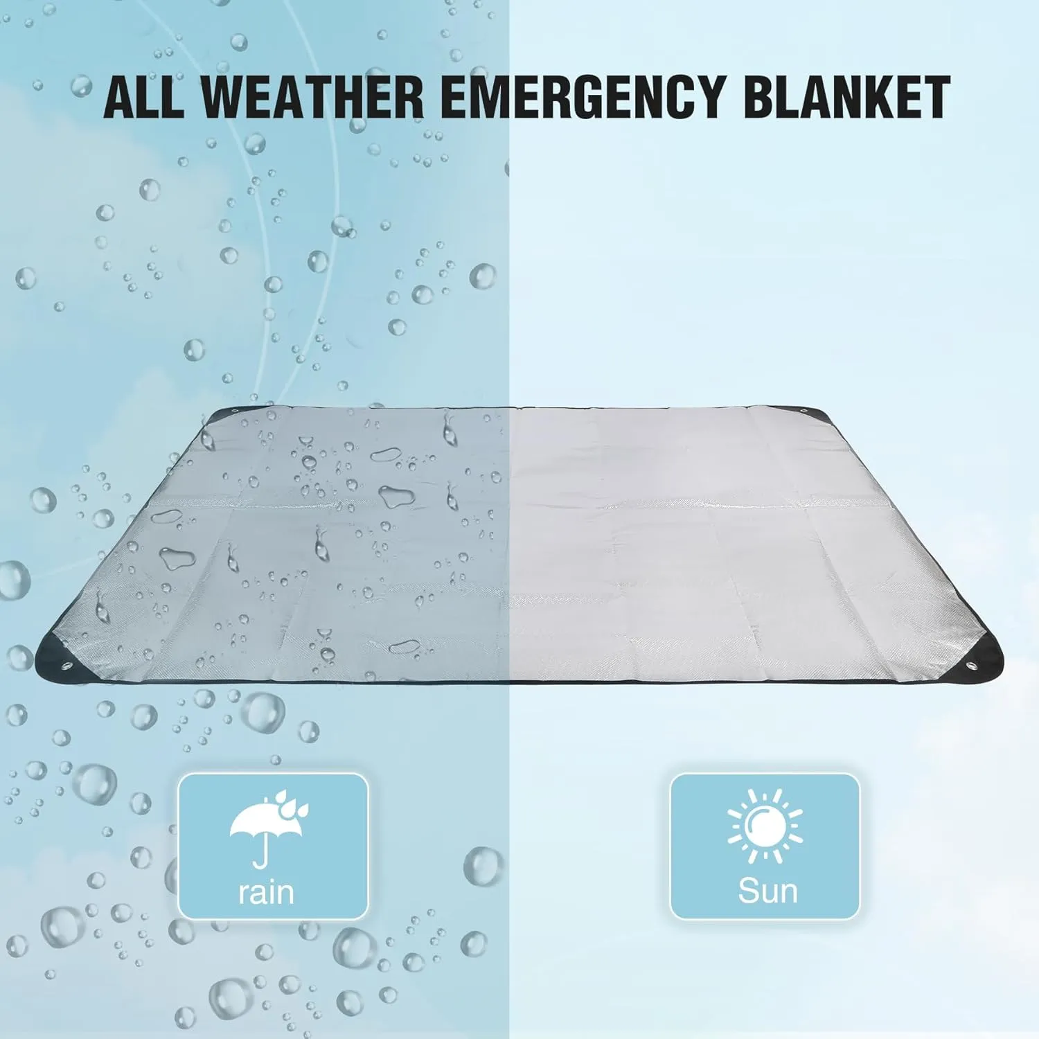 RedSwing 2 Pack Heavy Duty Waterproof Emergency Thermal Tarp, Insulated Survival Blanket for Outdoor Camping, Hiking, and Emergency Shelter, Black