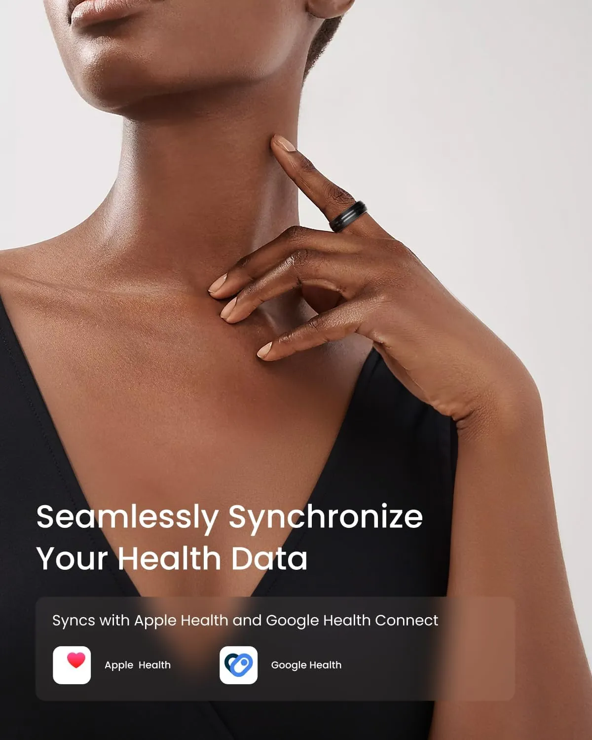RENPHO Lynx Smart Ring, Size First with Sizing Kit, Fitness Tracker for Women & Men, Sleep Tracker, 7-Day Battery Life, Titanium, Waterproof, Subscription-Free App, HSA/FSA Eligible (Black, Size 9)