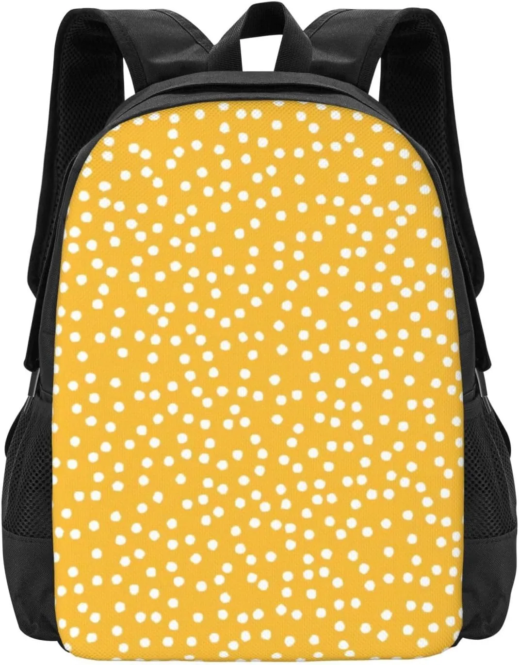 Retro Mustard Yellow And White Polka Dot Lightweight Packable Backpack Travel Casual Hiking Daypack Foldable Backpack For Men Women