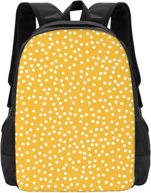 Retro Mustard Yellow And White Polka Dot Lightweight Packable Backpack Travel Casual Hiking Daypack Foldable Backpack For Men Women