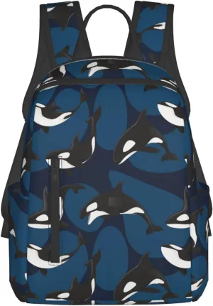 RIMENCH College Backpack Lightweight Travel Rucksack ocean orca killer whale Casual Daypack For Men Women