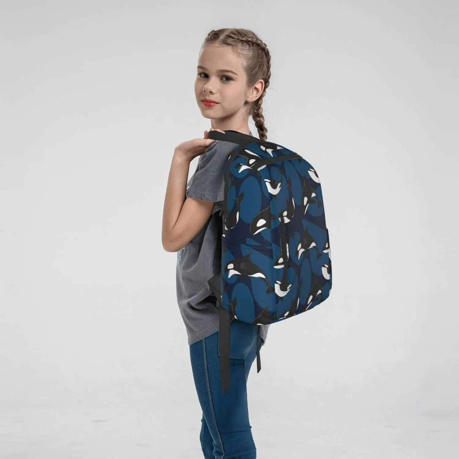 RIMENCH College Backpack Lightweight Travel Rucksack ocean orca killer whale Casual Daypack For Men Women