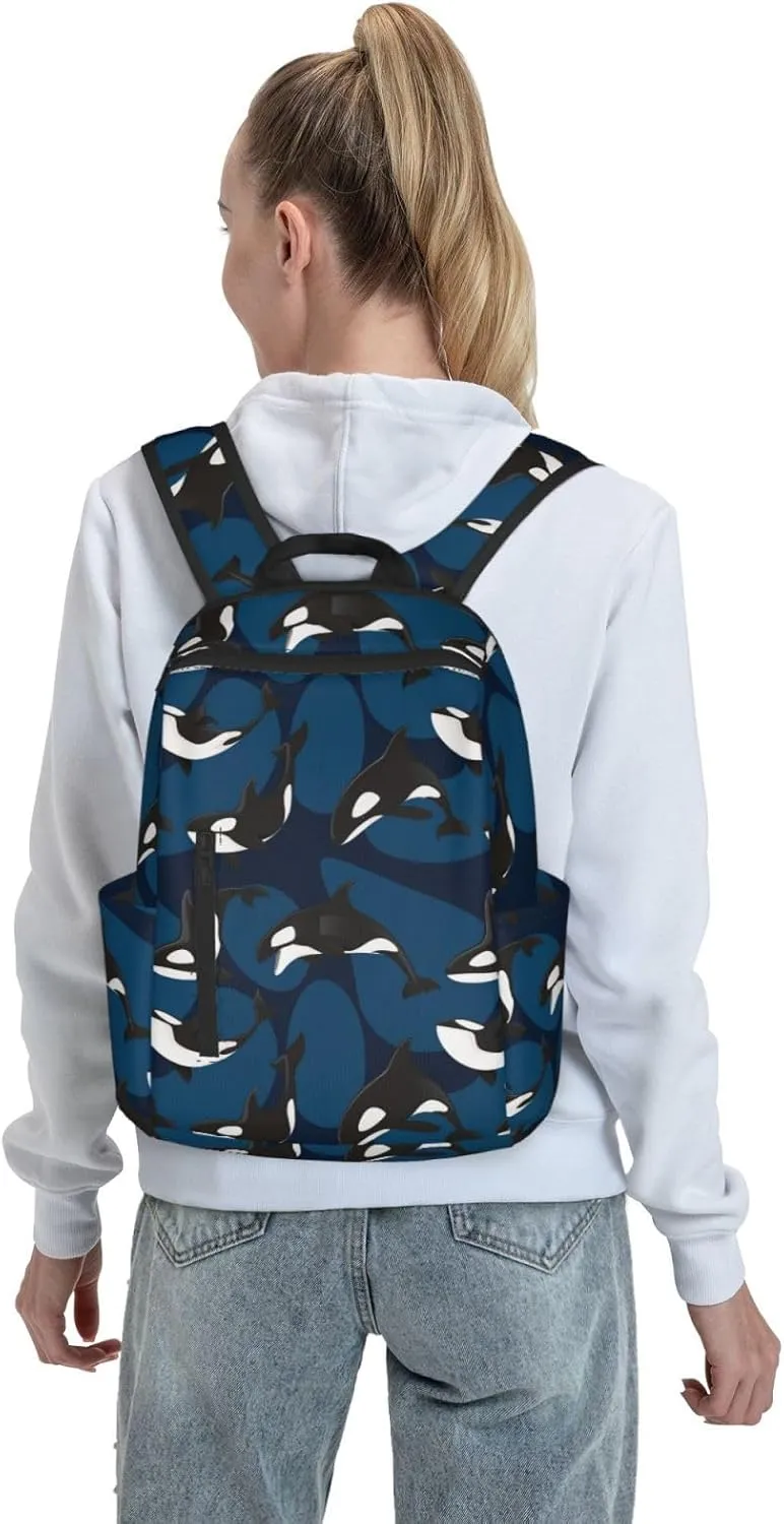RIMENCH College Backpack Lightweight Travel Rucksack ocean orca killer whale Casual Daypack For Men Women