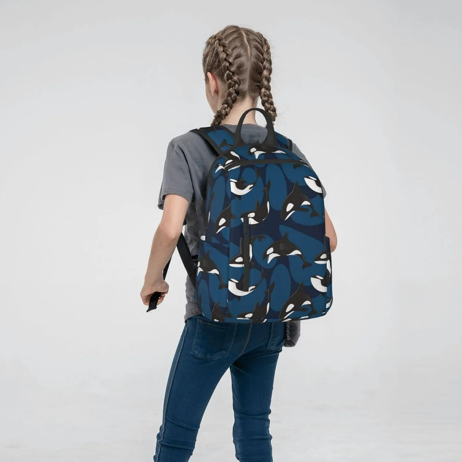RIMENCH College Backpack Lightweight Travel Rucksack ocean orca killer whale Casual Daypack For Men Women