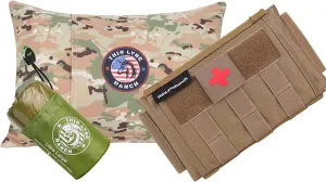 Rip Away IFAK Pouch - Tactical Vehicle Headrest Trauma Kit & Ultra-Large Waterproof Emergency Sleeping Bag for Survival - Hypothermia Prevention Therapeutic Camping Travel Pillow