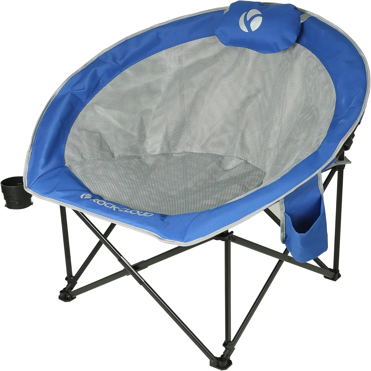 ROCK CLOUD Folding Camping Chair Oversized Padded Moon Round Saucer Chairs Outdoor for Camp Lawn Hiking Fishing Sports