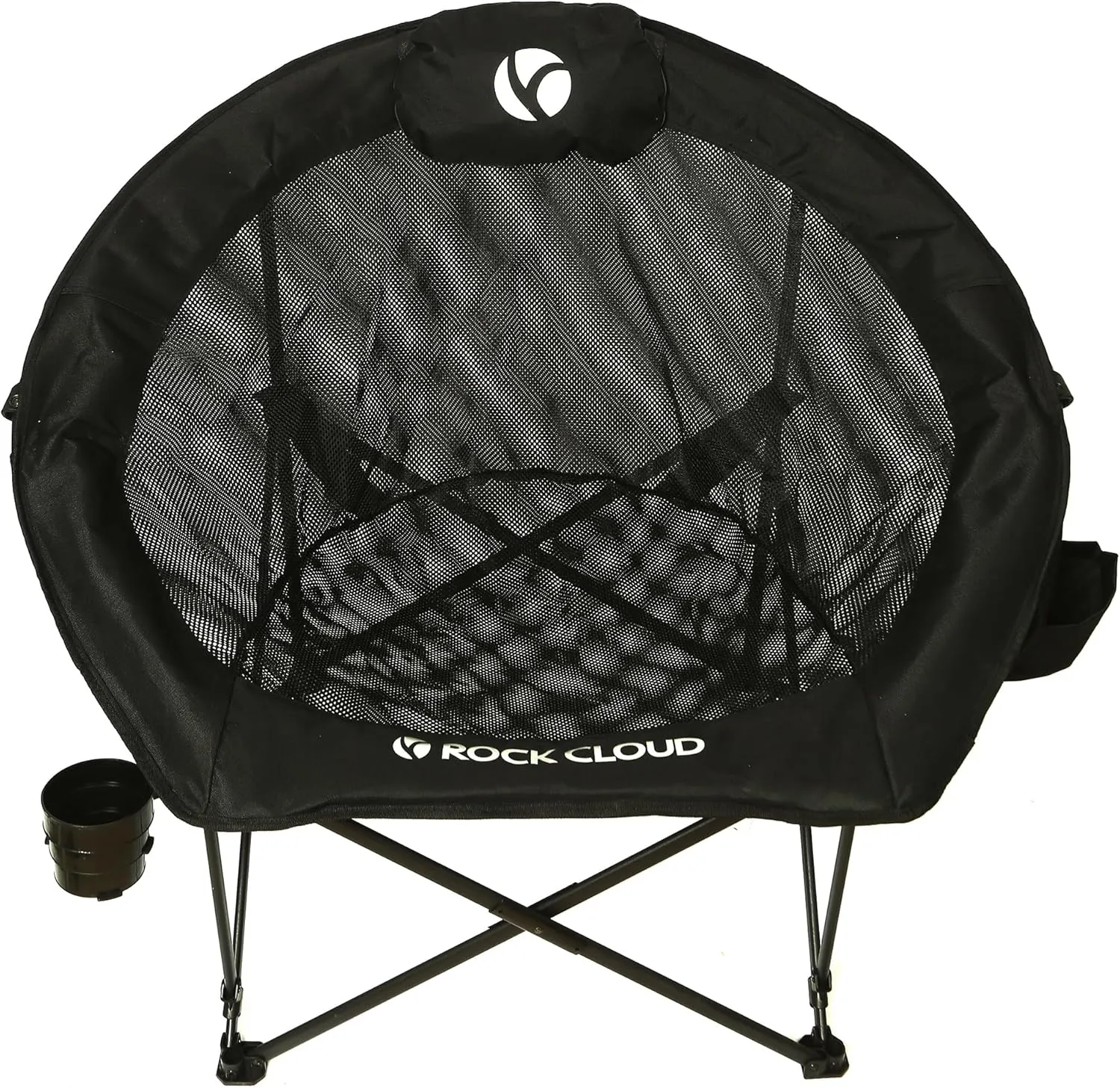 ROCK CLOUD Folding Camping Chair Oversized Padded Moon Round Saucer Chairs Outdoor for Camp Lawn Hiking Fishing Sports