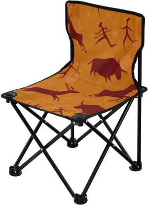 Rock Painting Animal Orange Foldable Heavy Duty Camping Chairs Ultralight Portable Chair with Carrying Bag Lawn Chairs for Adults Heavy Duty for Lawn Traveling