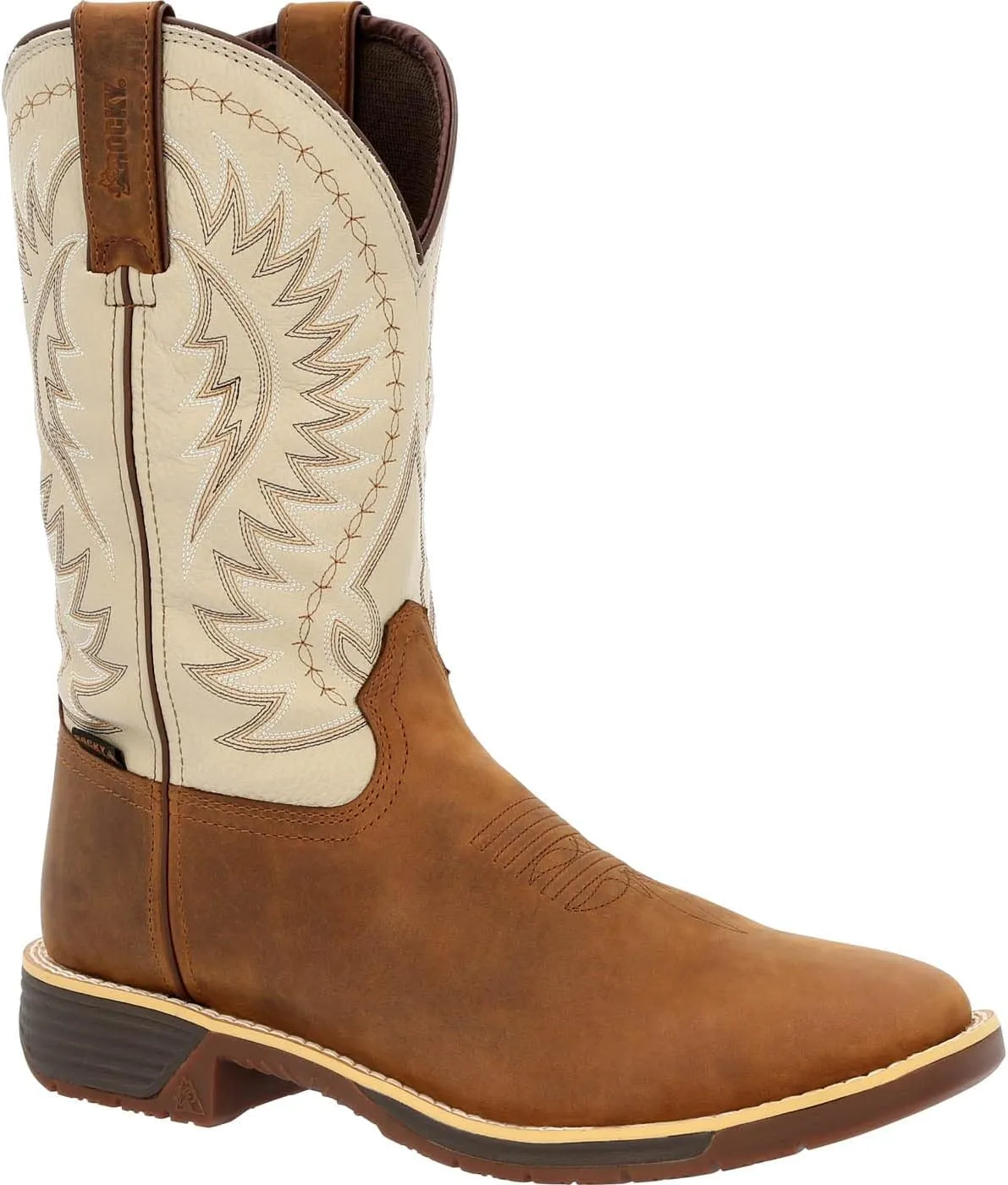 ROCKY Rugged Trail Waterproof Western Boot, Brown, Size 11(M)