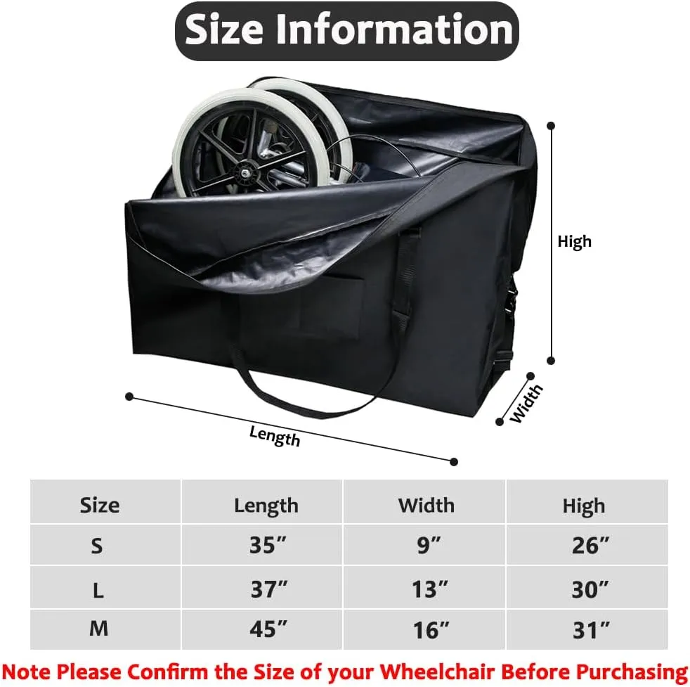 Rollators Storage Bag for Folding Wheelchair & Transport Chair - 600D Heavy Duty Walker Handbag Accessories for Disabled & Handicap (37"L x 13"W x 30"H)