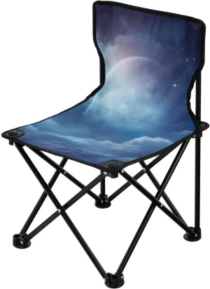Romantic Starry Night Portable Outdoor Folding Chair Anti-Slip Padded Oxford Cloth Stool Camping Chair Small for Beach Hiking Fishing Gardening Quad Camp Chair