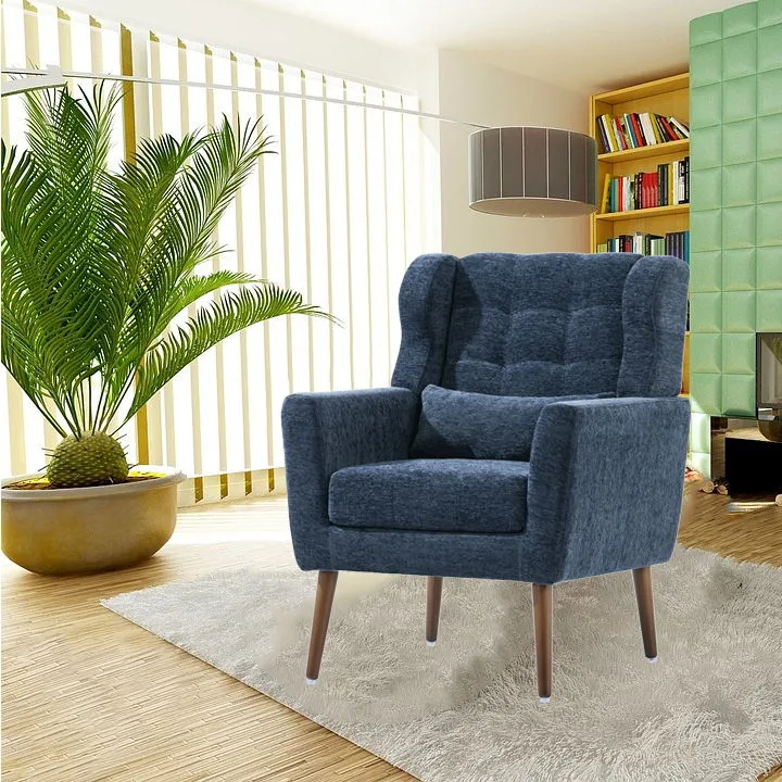 Room, Arm Lounge For Pillow, Chair Armchair, Comfy Wood Powerful Upholstered Mordern With Bedroom, Padded Site-wide sale Modern Leg Space, Chenille Chair, Soft Chairs In Accent Small Living Solid