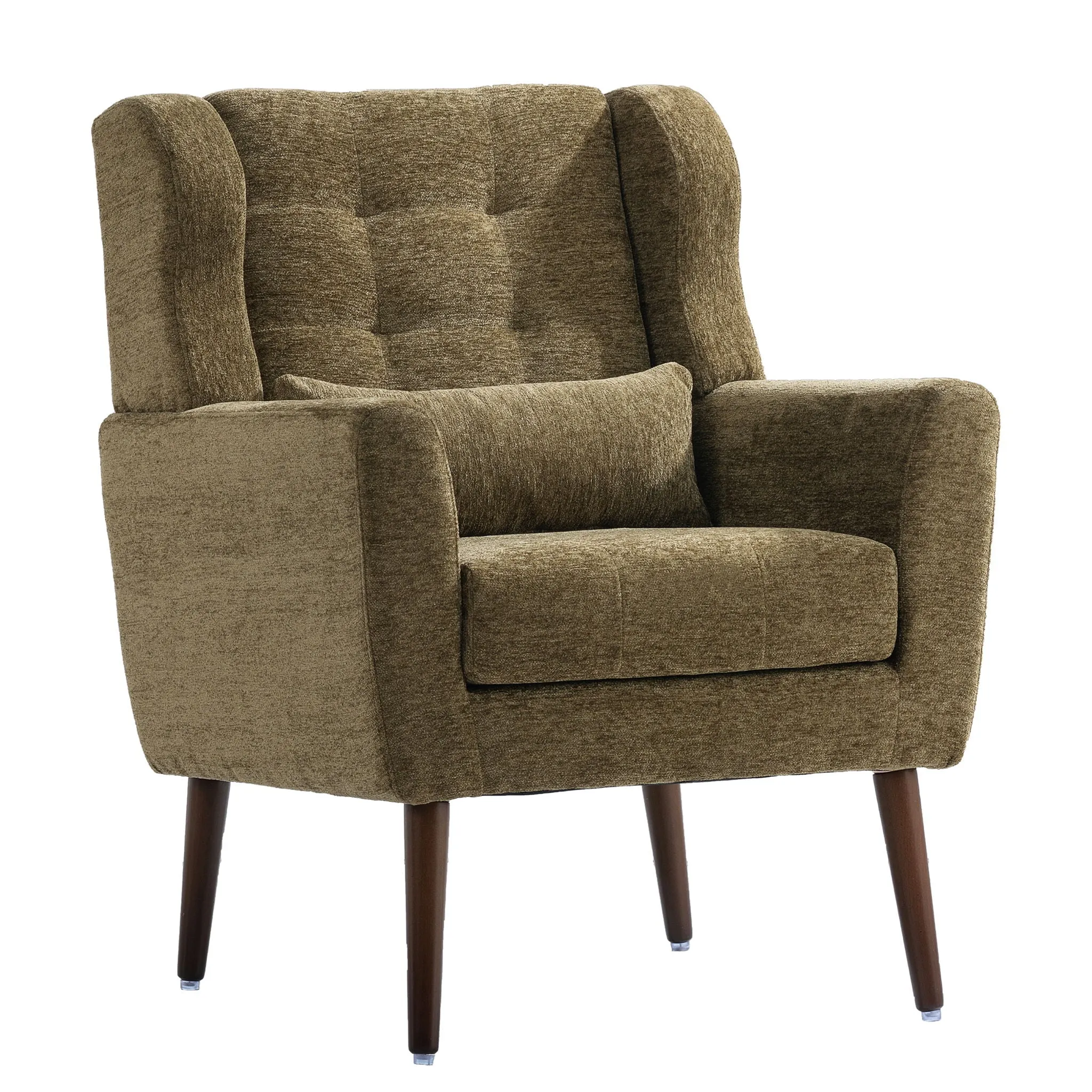 Room, Arm Lounge For Pillow, Chair Armchair, Comfy Wood Powerful Upholstered Mordern With Bedroom, Padded Site-wide sale Modern Leg Space, Chenille Chair, Soft Chairs In Accent Small Living Solid