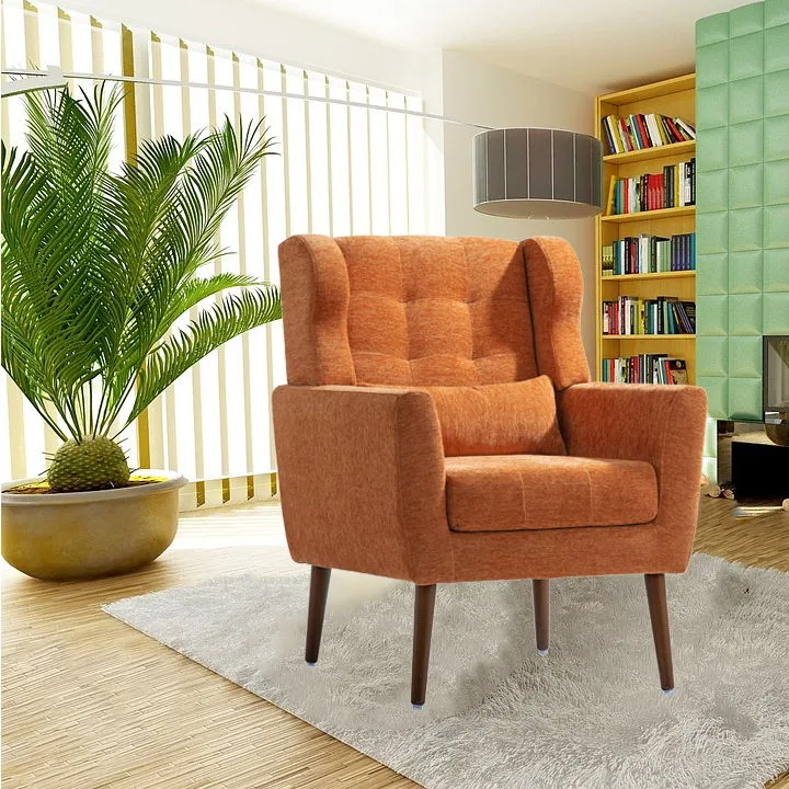 Room, Arm Lounge For Pillow, Chair Armchair, Comfy Wood Powerful Upholstered Mordern With Bedroom, Padded Site-wide sale Modern Leg Space, Chenille Chair, Soft Chairs In Accent Small Living Solid