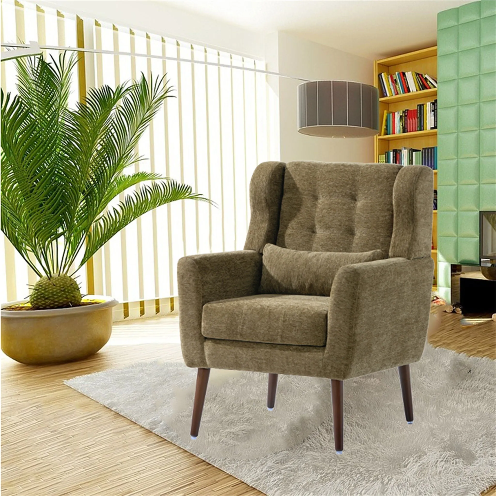 Room, Arm Lounge For Pillow, Chair Armchair, Comfy Wood Powerful Upholstered Mordern With Bedroom, Padded Site-wide sale Modern Leg Space, Chenille Chair, Soft Chairs In Accent Small Living Solid