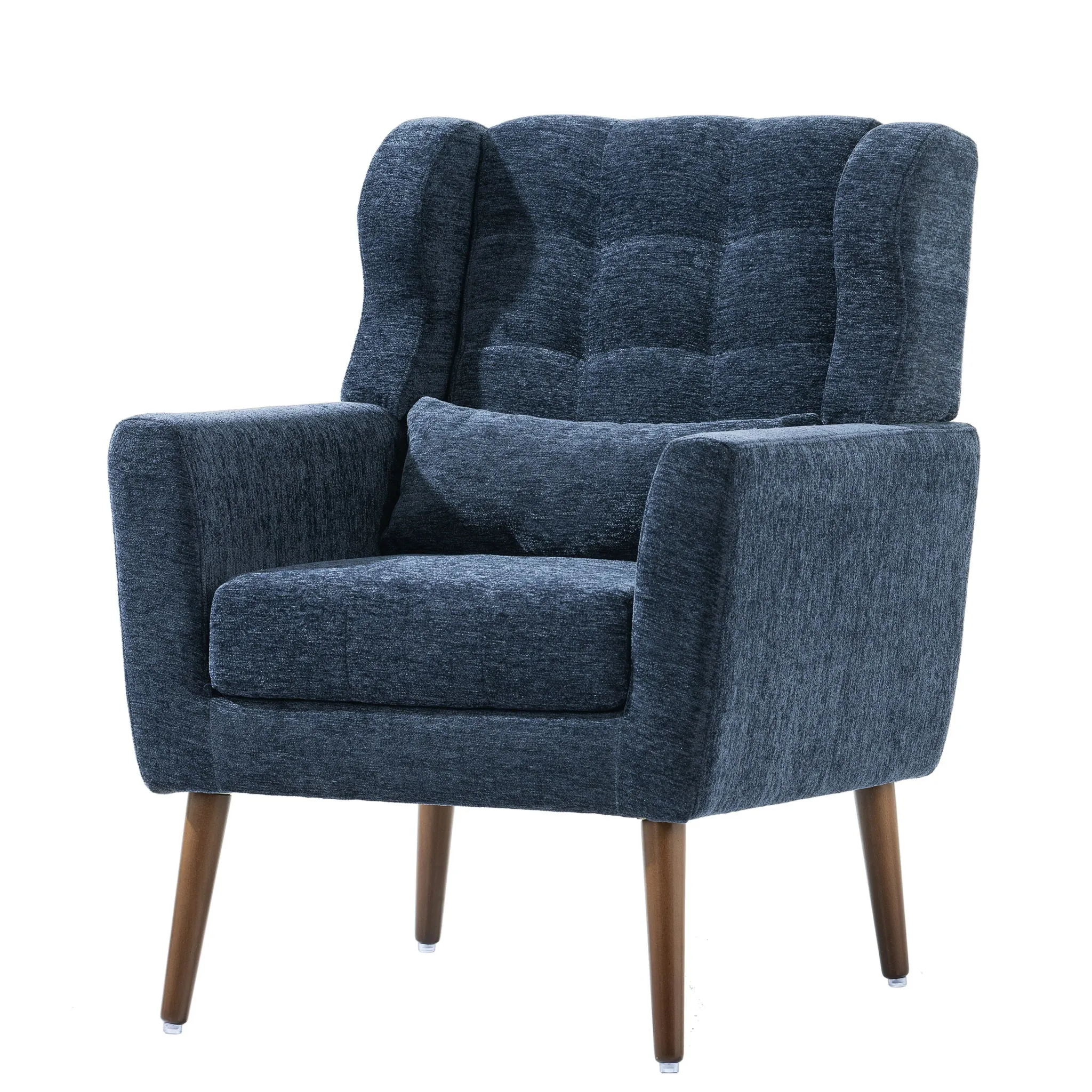 Room, Arm Lounge For Pillow, Chair Armchair, Comfy Wood Powerful Upholstered Mordern With Bedroom, Padded Site-wide sale Modern Leg Space, Chenille Chair, Soft Chairs In Accent Small Living Solid
