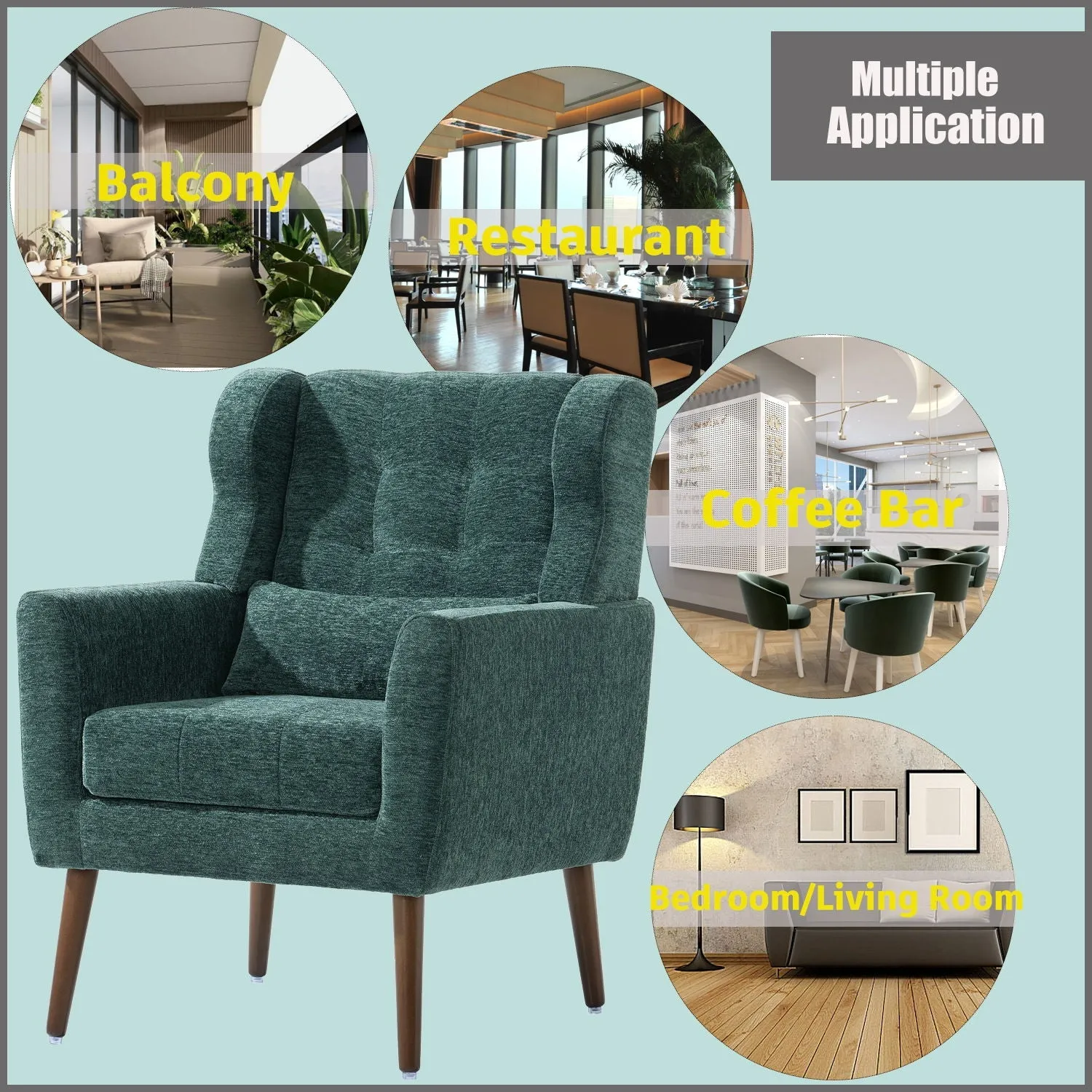 Room, Arm Lounge For Pillow, Chair Armchair, Comfy Wood Powerful Upholstered Mordern With Bedroom, Padded Site-wide sale Modern Leg Space, Chenille Chair, Soft Chairs In Accent Small Living Solid