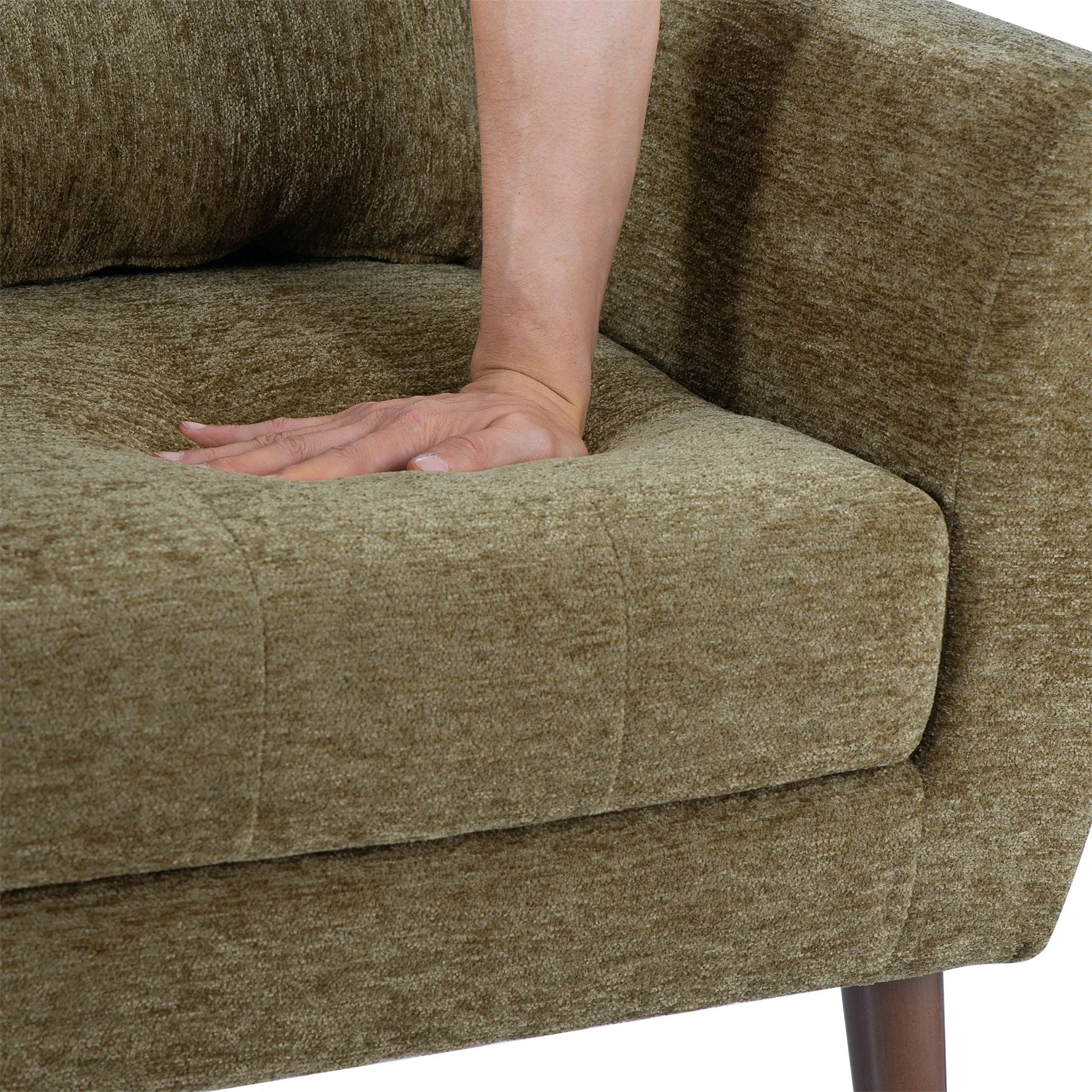 Room, Arm Lounge For Pillow, Chair Armchair, Comfy Wood Powerful Upholstered Mordern With Bedroom, Padded Site-wide sale Modern Leg Space, Chenille Chair, Soft Chairs In Accent Small Living Solid