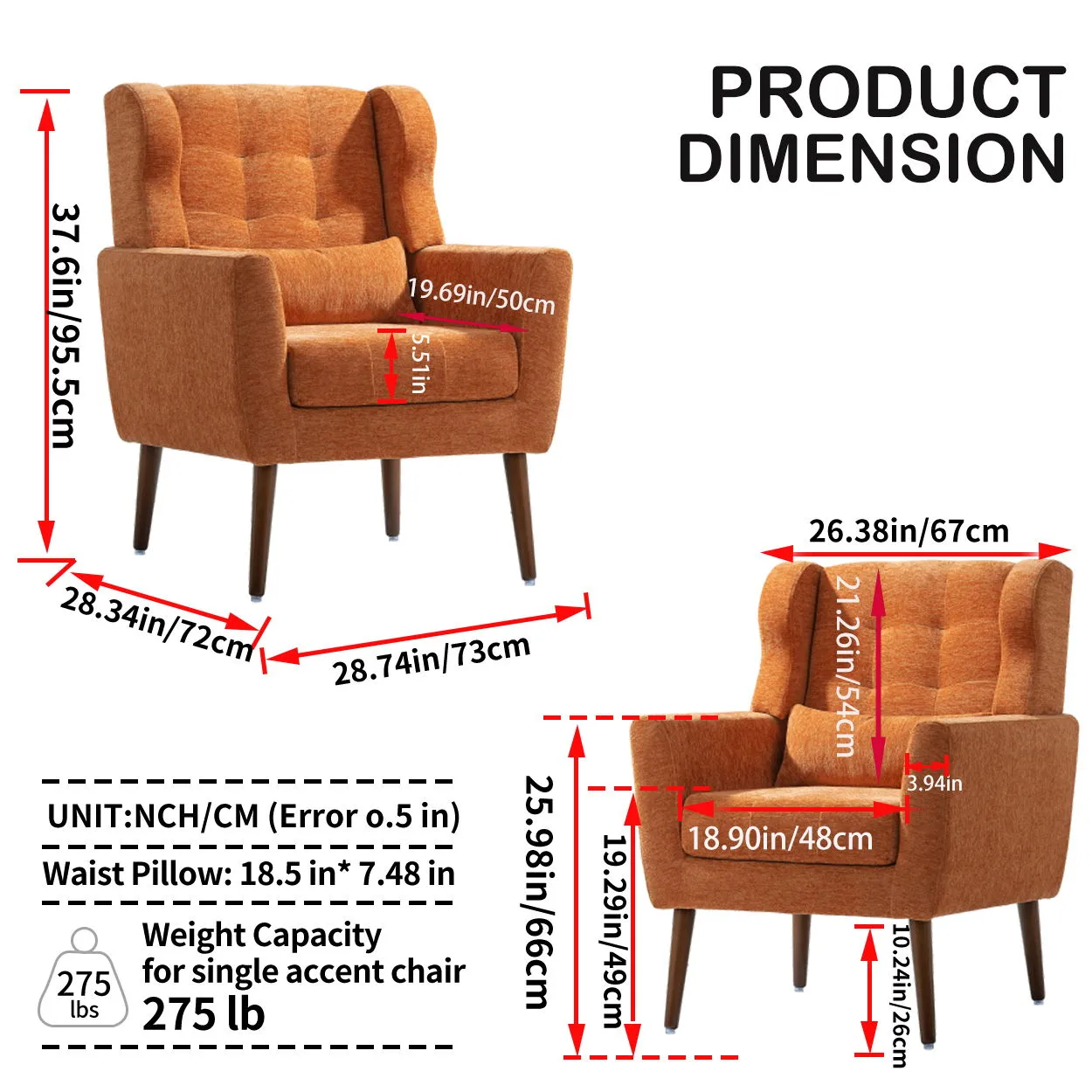 Room, Arm Lounge For Pillow, Chair Armchair, Comfy Wood Powerful Upholstered Mordern With Bedroom, Padded Site-wide sale Modern Leg Space, Chenille Chair, Soft Chairs In Accent Small Living Solid