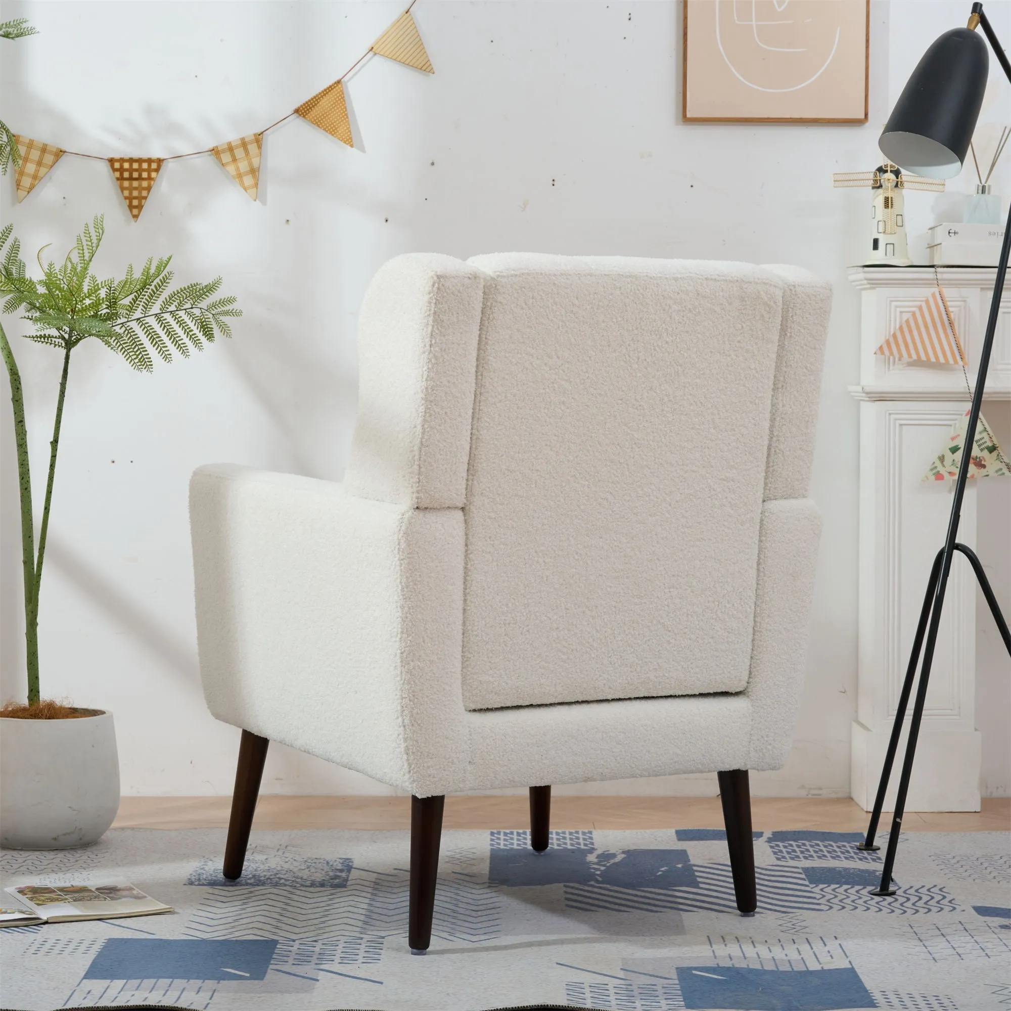Room, Arm Lounge For Pillow, Chair Armchair, Comfy Wood Powerful Upholstered Mordern With Bedroom, Padded Site-wide sale Modern Leg Space, Chenille Chair, Soft Chairs In Accent Small Living Solid