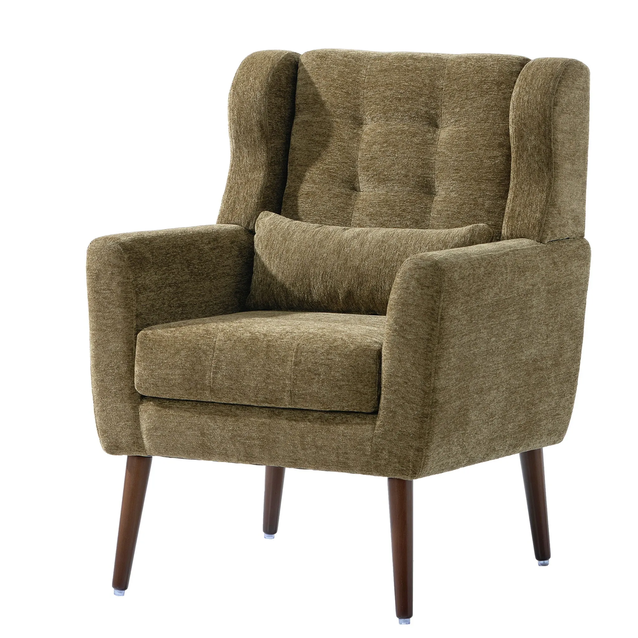 Room, Arm Lounge For Pillow, Chair Armchair, Comfy Wood Powerful Upholstered Mordern With Bedroom, Padded Site-wide sale Modern Leg Space, Chenille Chair, Soft Chairs In Accent Small Living Solid