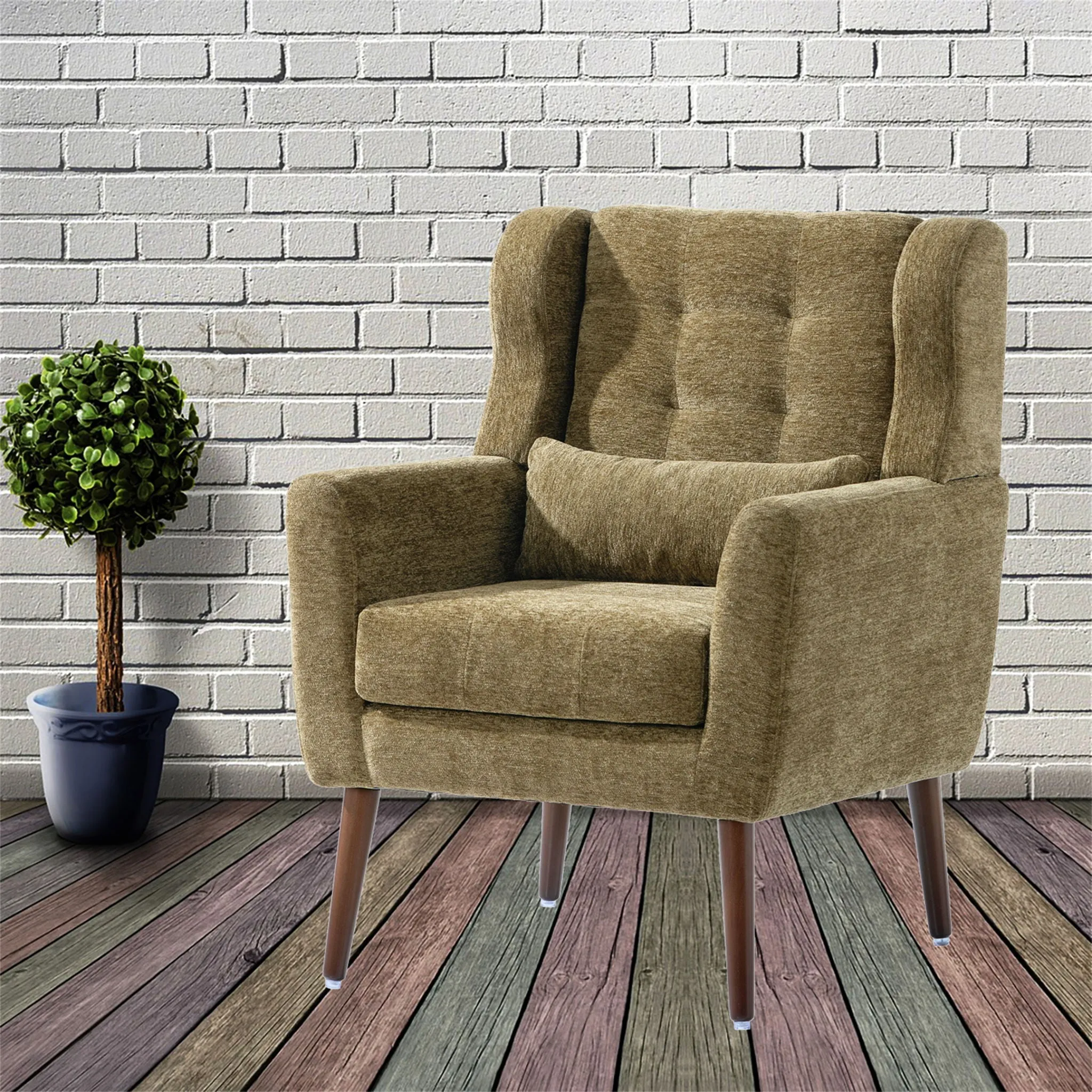 Room, Arm Lounge For Pillow, Chair Armchair, Comfy Wood Powerful Upholstered Mordern With Bedroom, Padded Site-wide sale Modern Leg Space, Chenille Chair, Soft Chairs In Accent Small Living Solid
