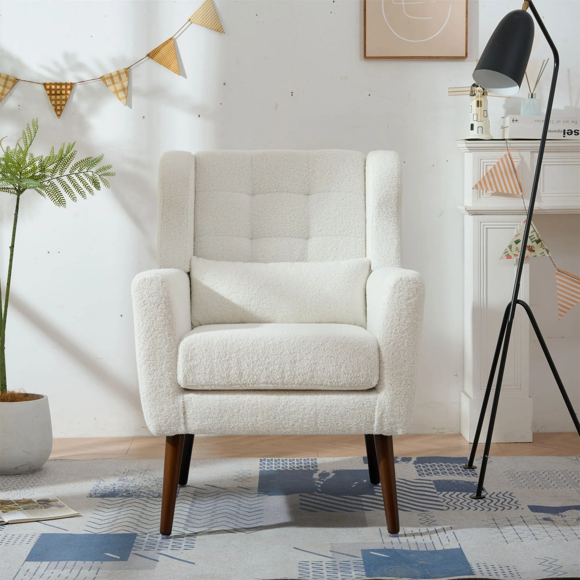 Room, Arm Lounge For Pillow, Chair Armchair, Comfy Wood Powerful Upholstered Mordern With Bedroom, Padded Site-wide sale Modern Leg Space, Chenille Chair, Soft Chairs In Accent Small Living Solid