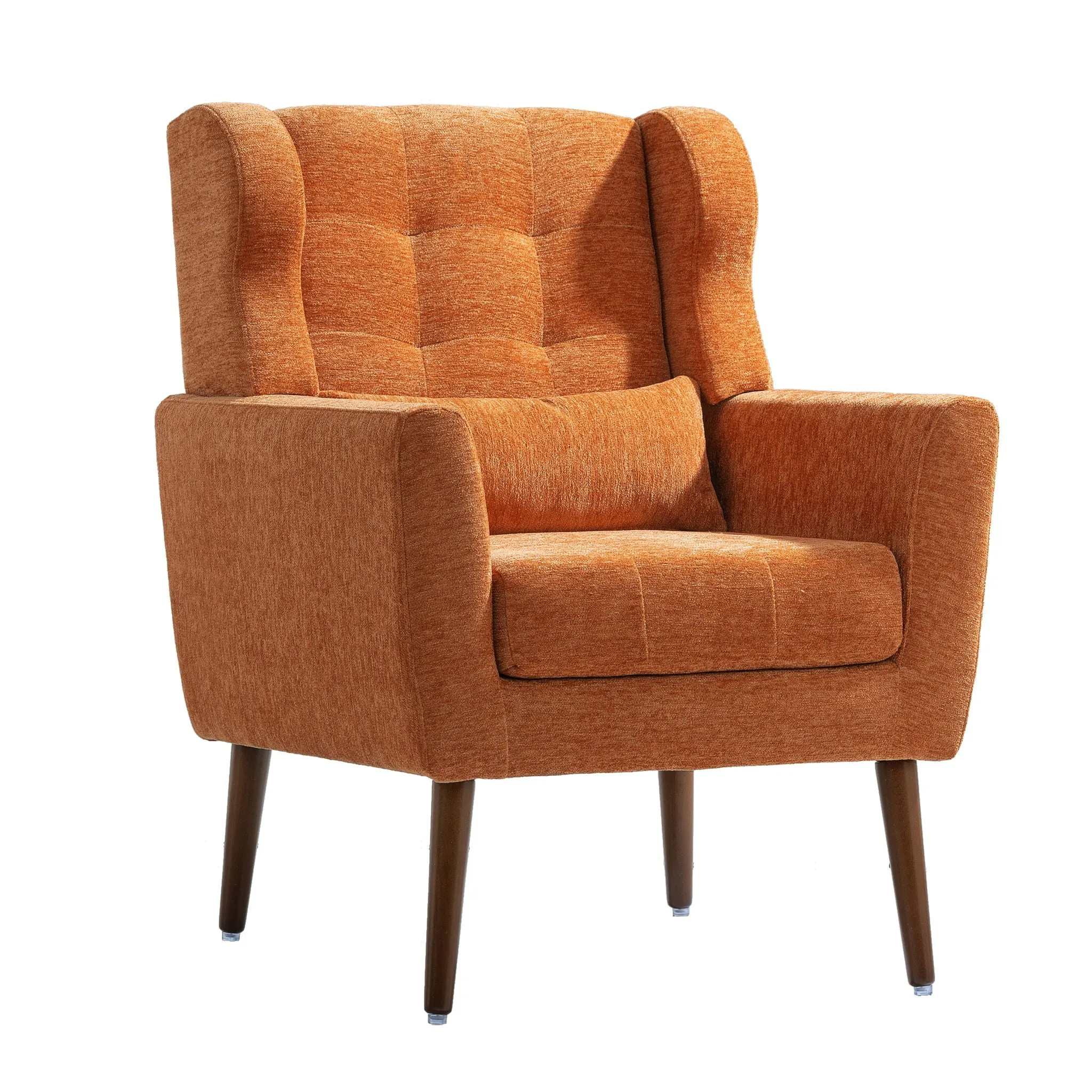 Room, Arm Lounge For Pillow, Chair Armchair, Comfy Wood Powerful Upholstered Mordern With Bedroom, Padded Site-wide sale Modern Leg Space, Chenille Chair, Soft Chairs In Accent Small Living Solid