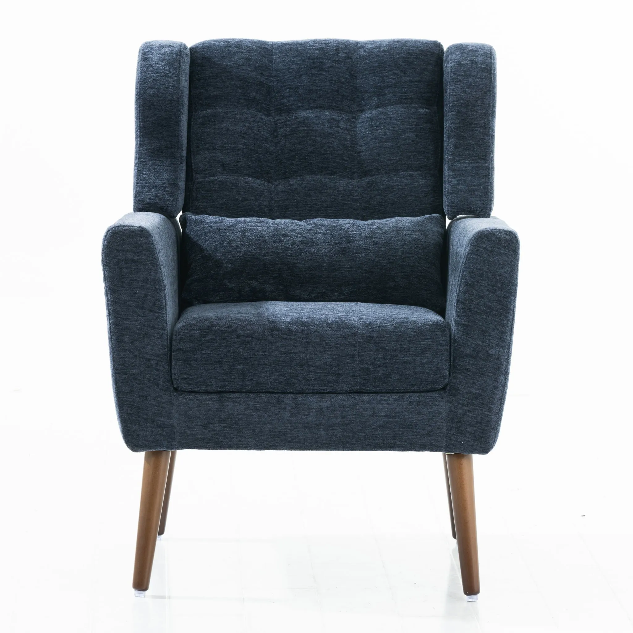 Room, Arm Lounge For Pillow, Chair Armchair, Comfy Wood Powerful Upholstered Mordern With Bedroom, Padded Site-wide sale Modern Leg Space, Chenille Chair, Soft Chairs In Accent Small Living Solid