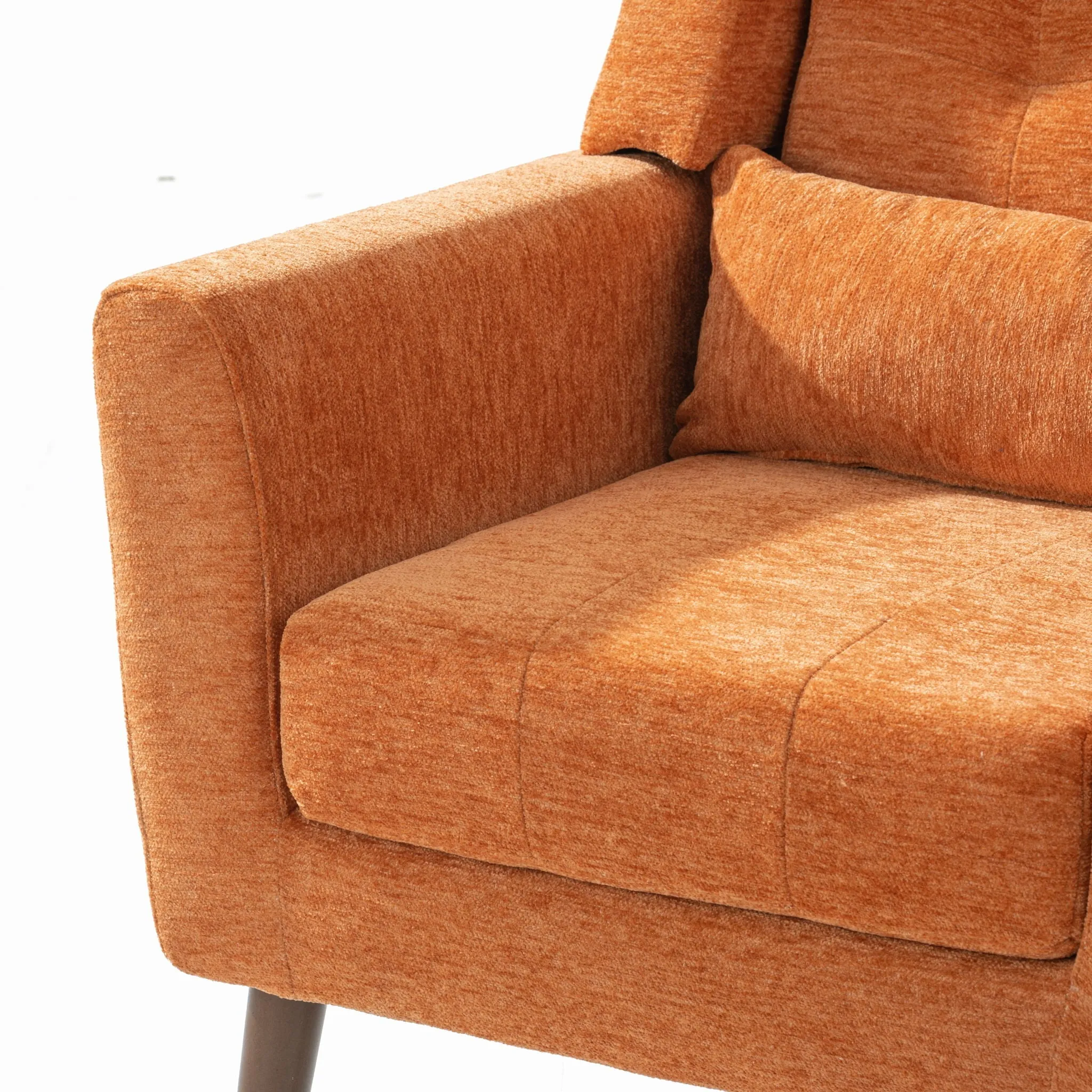 Room, Arm Lounge For Pillow, Chair Armchair, Comfy Wood Powerful Upholstered Mordern With Bedroom, Padded Site-wide sale Modern Leg Space, Chenille Chair, Soft Chairs In Accent Small Living Solid