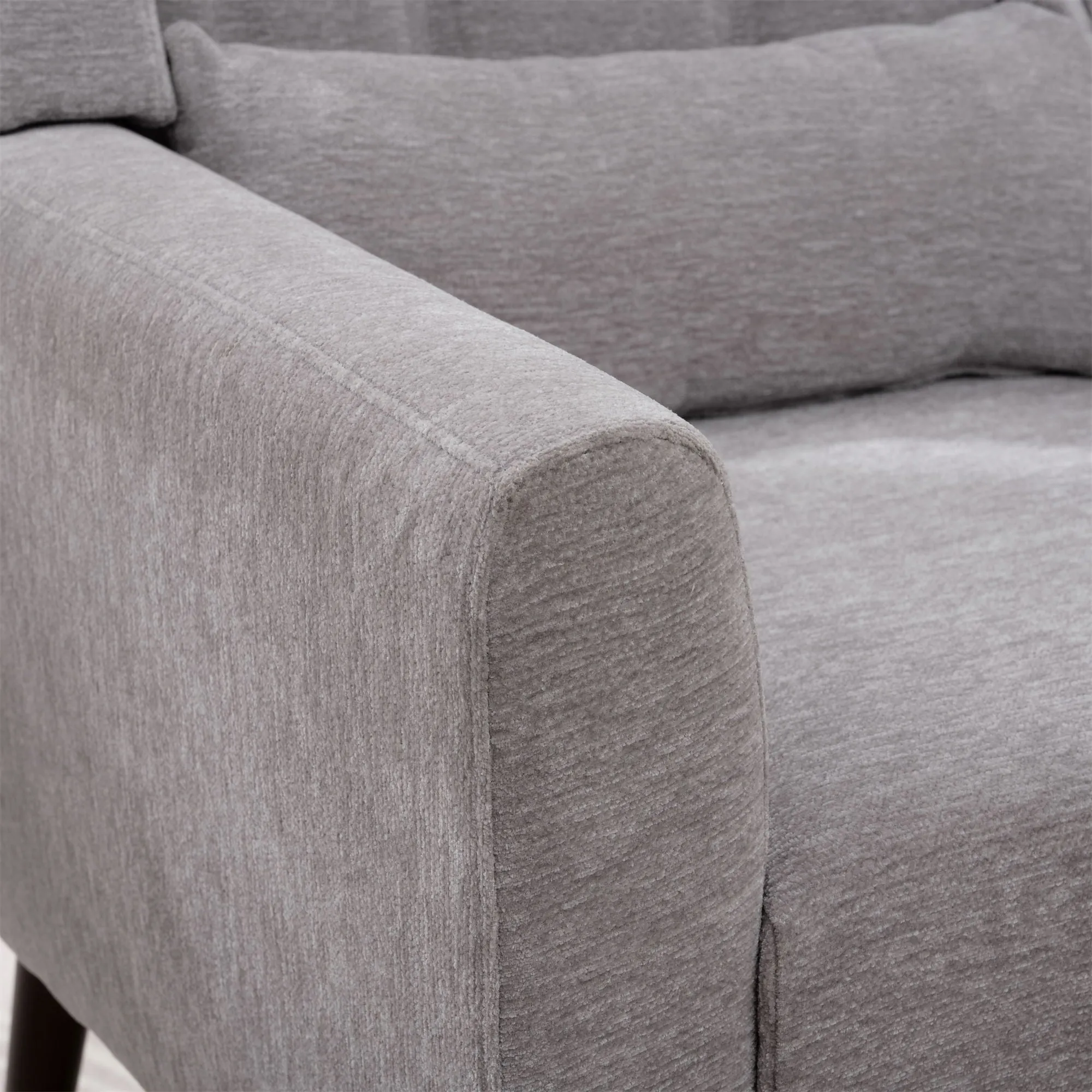 Room, Arm Lounge For Pillow, Chair Armchair, Comfy Wood Powerful Upholstered Mordern With Bedroom, Padded Site-wide sale Modern Leg Space, Chenille Chair, Soft Chairs In Accent Small Living Solid
