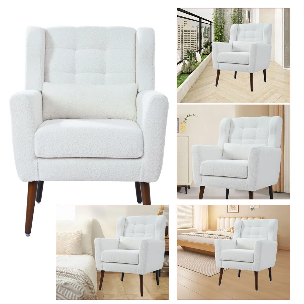 Room, Arm Lounge For Pillow, Chair Armchair, Comfy Wood Powerful Upholstered Mordern With Bedroom, Padded Site-wide sale Modern Leg Space, Chenille Chair, Soft Chairs In Accent Small Living Solid