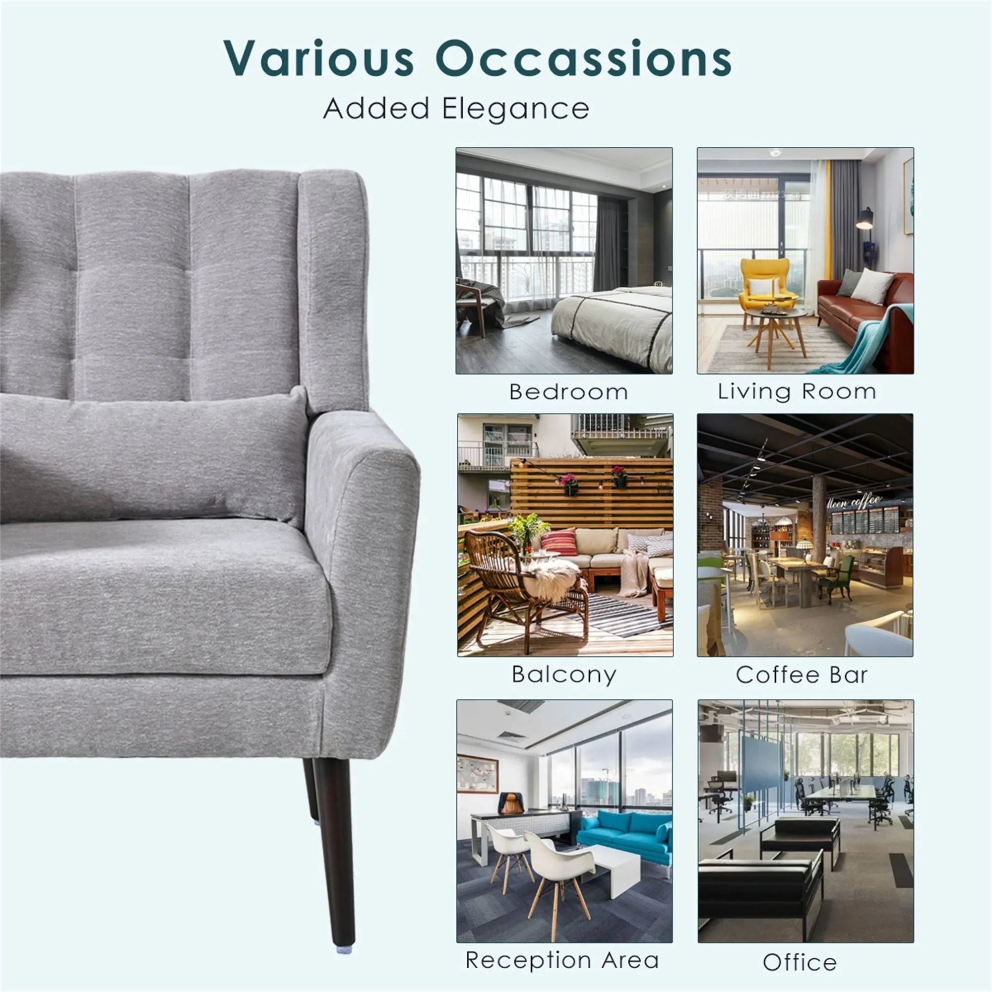 Room, Arm Lounge For Pillow, Chair Armchair, Comfy Wood Powerful Upholstered Mordern With Bedroom, Padded Site-wide sale Modern Leg Space, Chenille Chair, Soft Chairs In Accent Small Living Solid