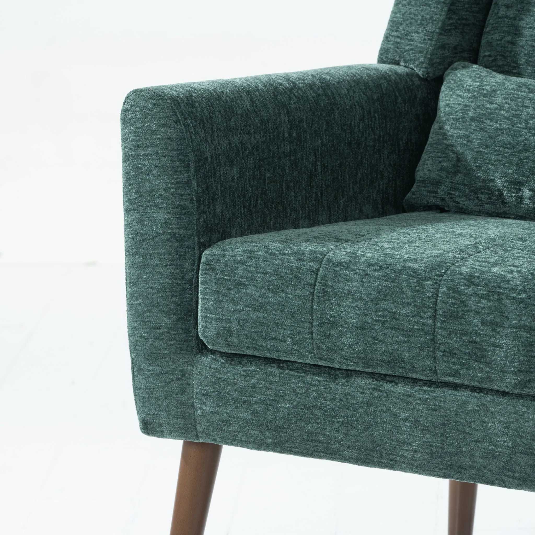 Room, Arm Lounge For Pillow, Chair Armchair, Comfy Wood Powerful Upholstered Mordern With Bedroom, Padded Site-wide sale Modern Leg Space, Chenille Chair, Soft Chairs In Accent Small Living Solid