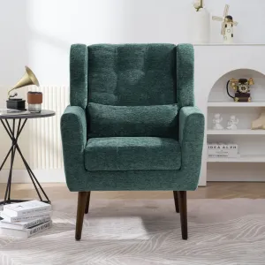 Room, Arm Lounge For Pillow, Chair Armchair, Comfy Wood Powerful Upholstered Mordern With Bedroom, Padded Site-wide sale Modern Leg Space, Chenille Chair, Soft Chairs In Accent Small Living Solid
