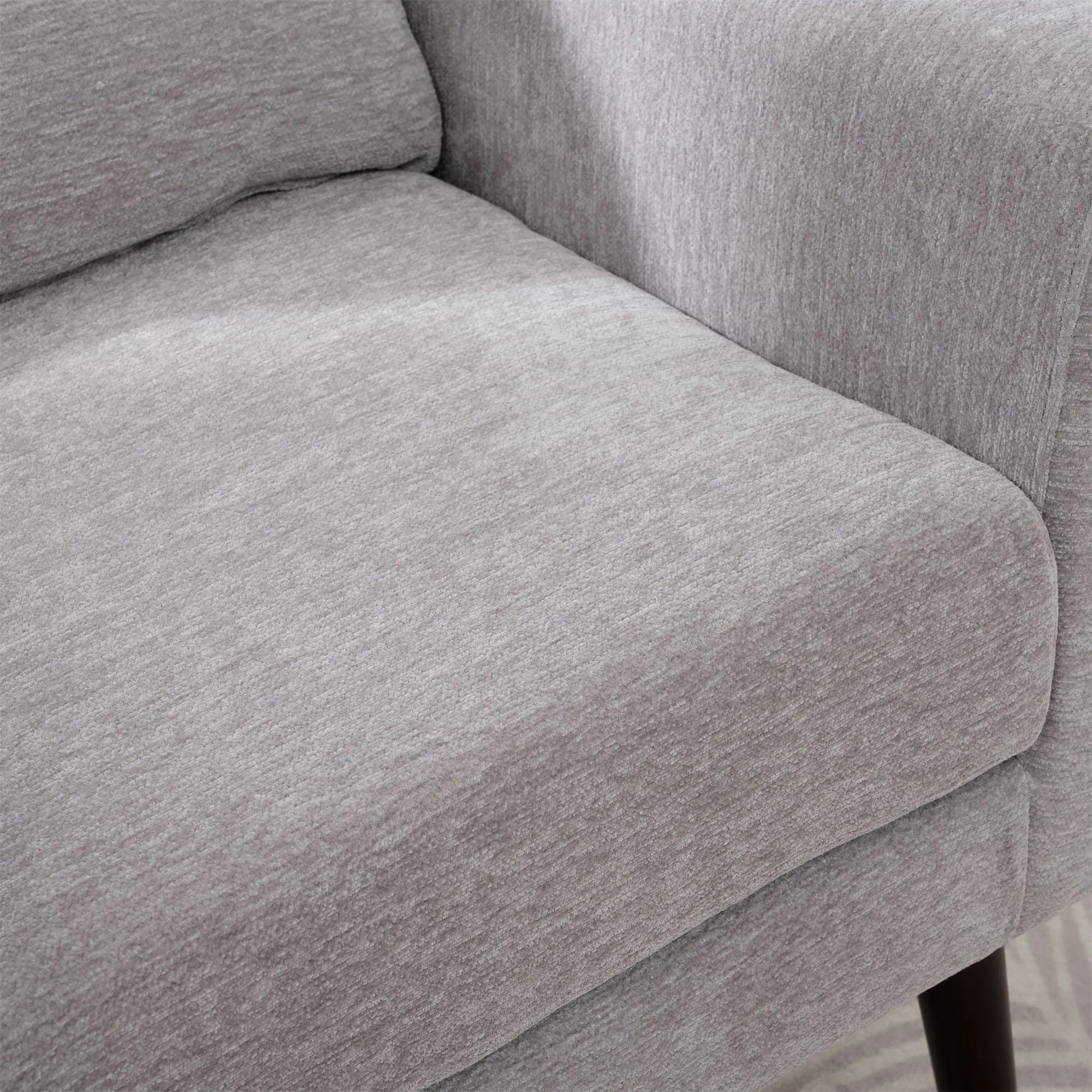 Room, Arm Lounge For Pillow, Chair Armchair, Comfy Wood Powerful Upholstered Mordern With Bedroom, Padded Site-wide sale Modern Leg Space, Chenille Chair, Soft Chairs In Accent Small Living Solid
