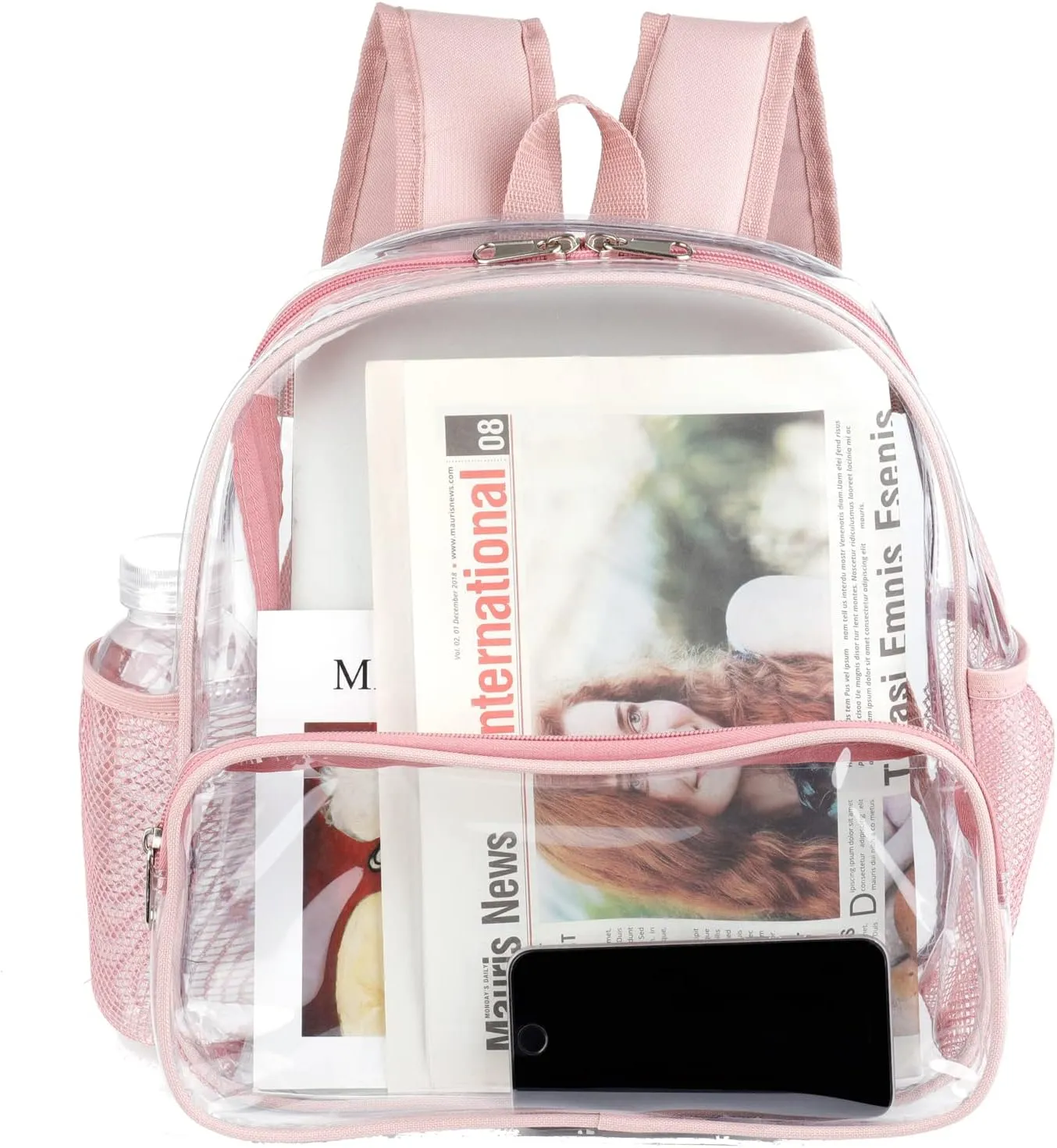 Rose Gold 12x6x12 Clear Backpack for Stadium Events Mini Clear Stadium Bag For Sporting Events Games Festival Concerts,Women Girls