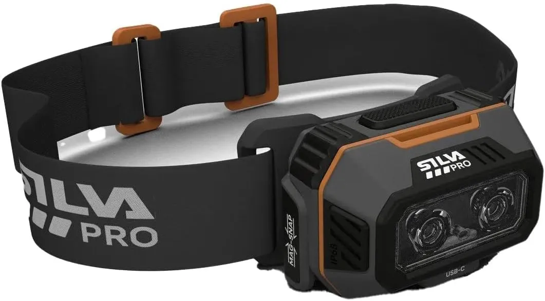 RoughLight 700 Headlamp with Magnetic Mount, USB Rechargeable, Waterproof/Dustproof, 3 LED Colours, Night Vision Red/Orange Light, Shock-Resistant